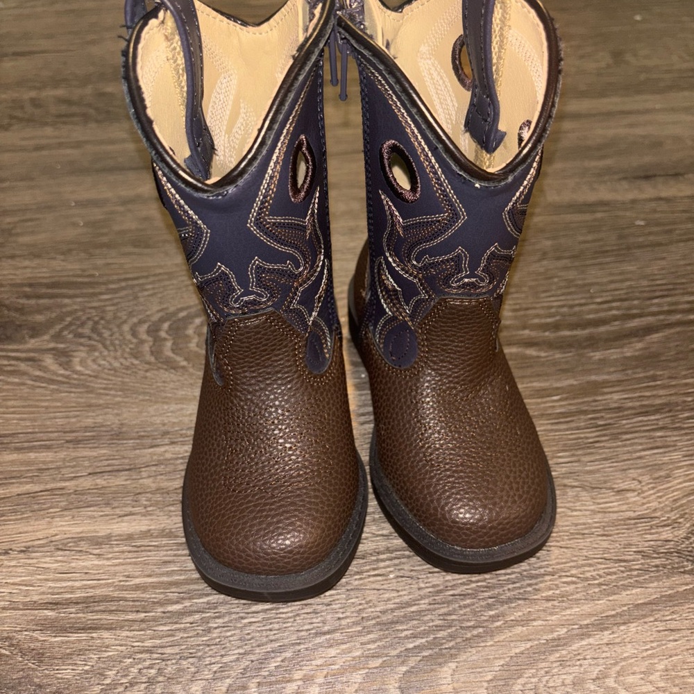 Brown and Navy Western Boots